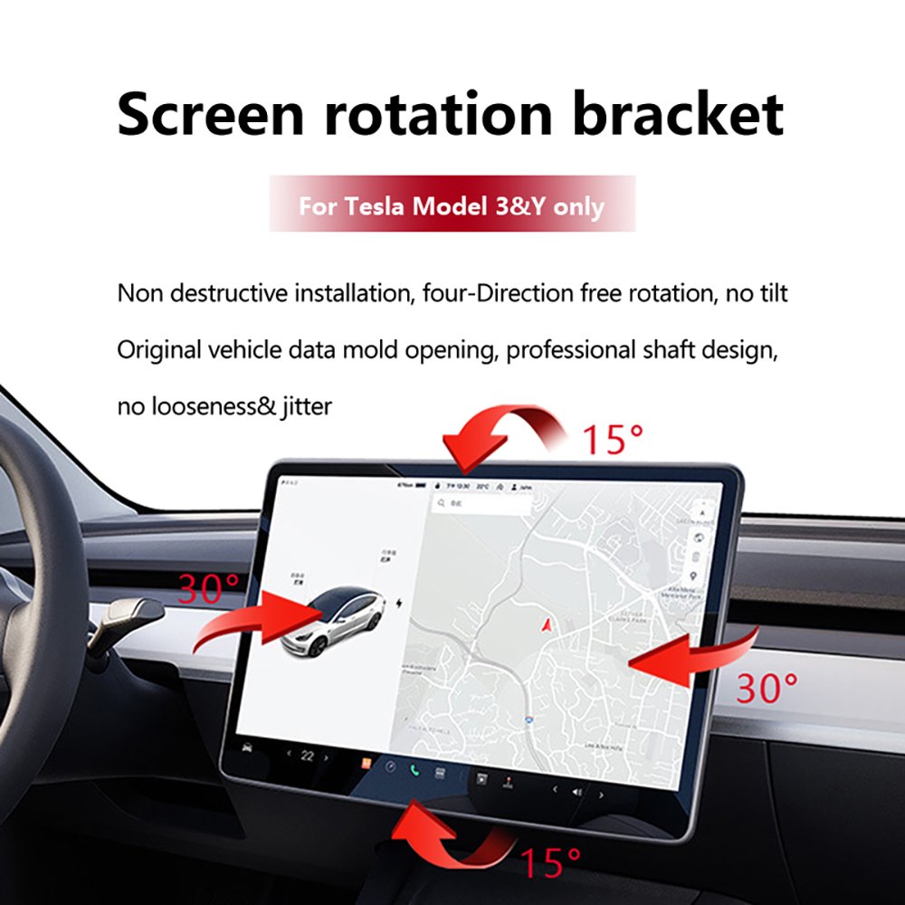 New Car Interior Accessories 40 Degree Full Direction Screen Rotating Holder for Tesla Model 3 Y Highland Swivel Mount Bracket
