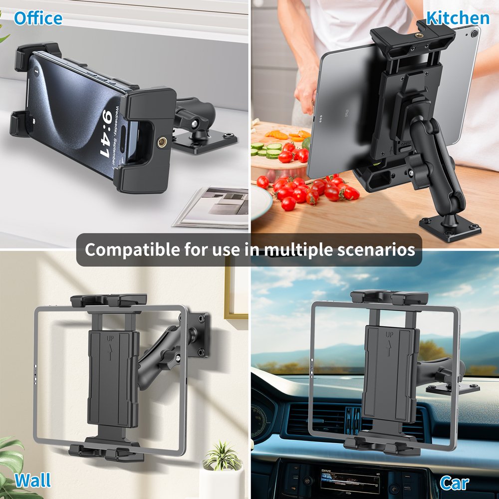 Heavy Duty Drill Base Tablet Holder Car Mount Dashboard for iPad Mount for Cars Great for Wall Truck Commercial Vehicles