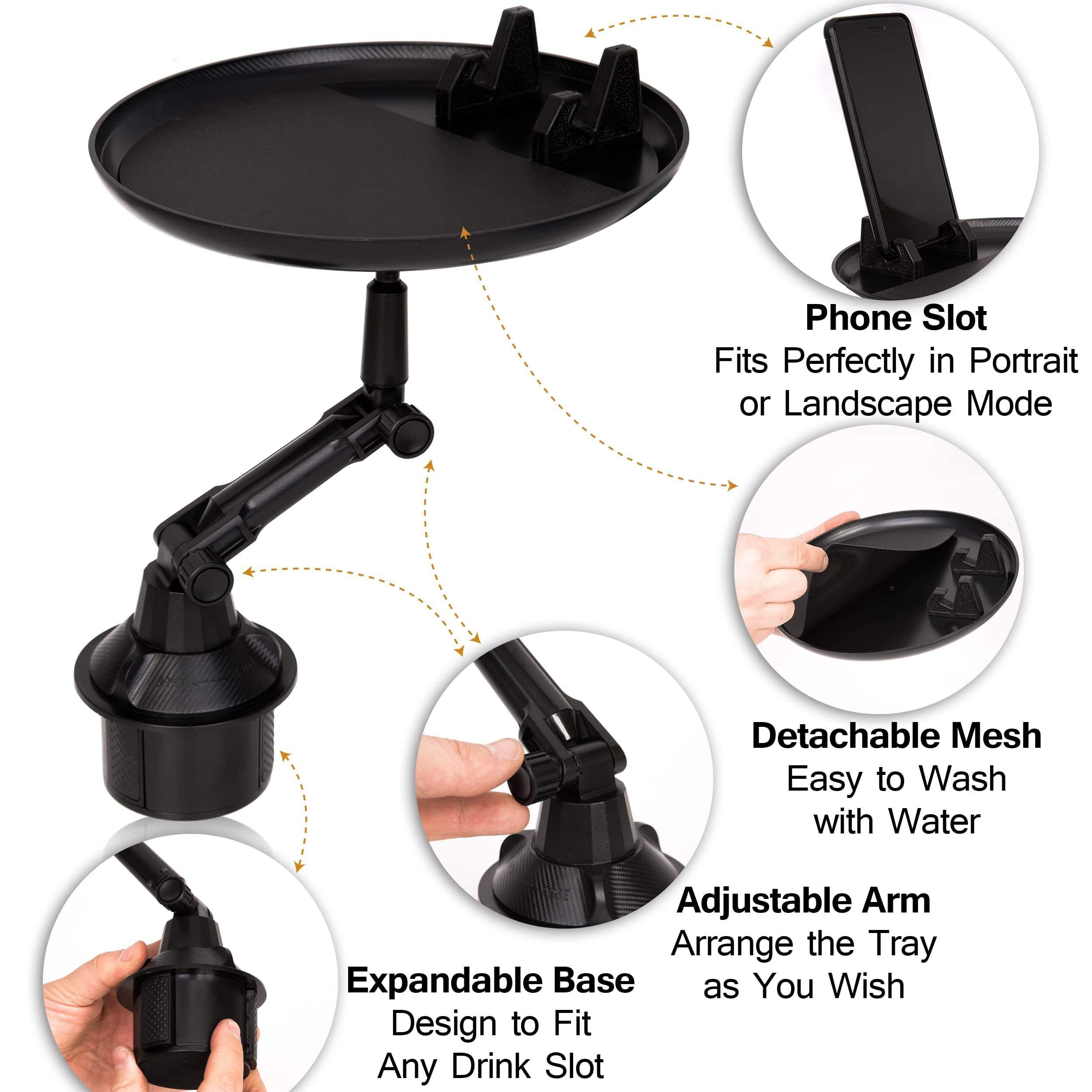 Car Cup Holder Tray Multifunctional Cup Holder Expander Adapter 360 Swivel Adjustable Eating Tray Table Cup Holder For Car