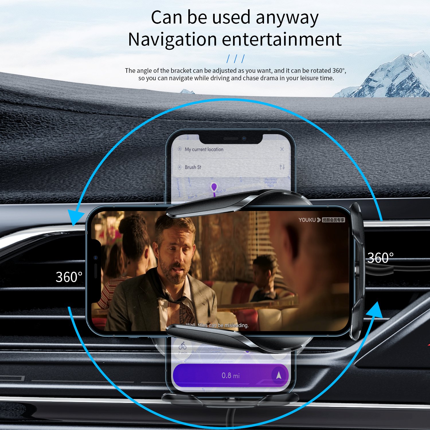 High Quality 9V 1.67A Glass Car phone Type c Port Faster 10W Qi Standard C2 Wireless Car Charger Auto Phone Holder With CE