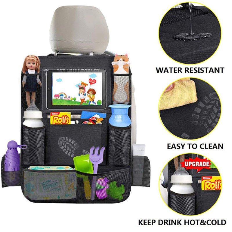 9 Storage Pockets Car Backseat Organizer 10 Inch Table Holder Toy Document Organizer Protector for Kids Travel Back Seat