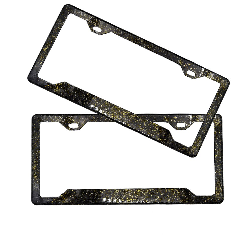 USA &CANADA Low MOQ 1 Piece 100% forged black/golden Carbon fiber car license plate frame holder with Two holes for model 004