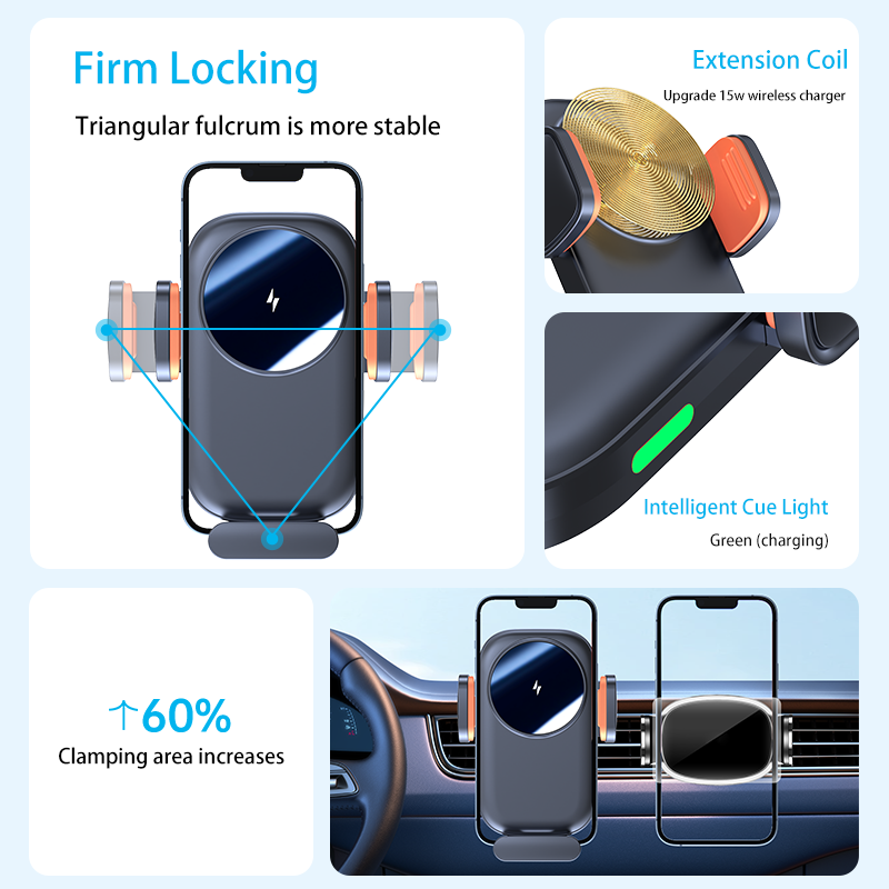 Universal Car Products Car Holder 15w Wireless Fast Charger Stand Phone For Car
