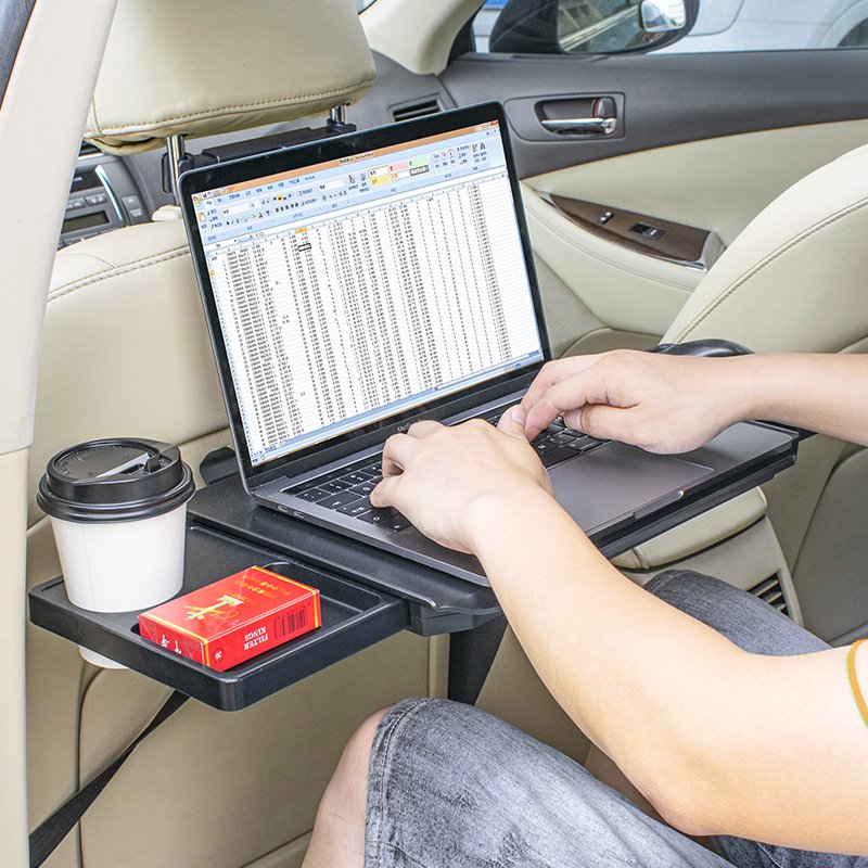 Creative design two sides drawer car Back seat laptop folding table car desk