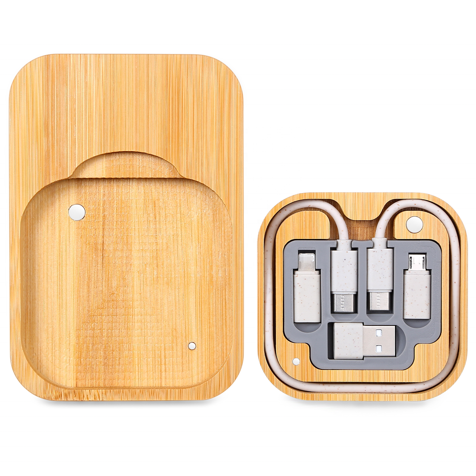 2024 New Eco -Friendly Bamboo 15W Wireless Charger Cable Kit With Phone Holder