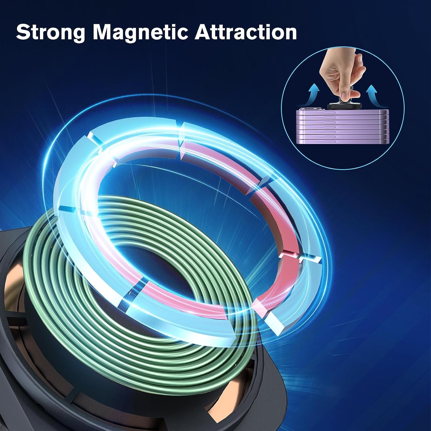 Magnetic Wireless Car Charger for Mags Car Mount Fast Charging Phone Holder Car Air Vent Mount with Stick on Dashboard