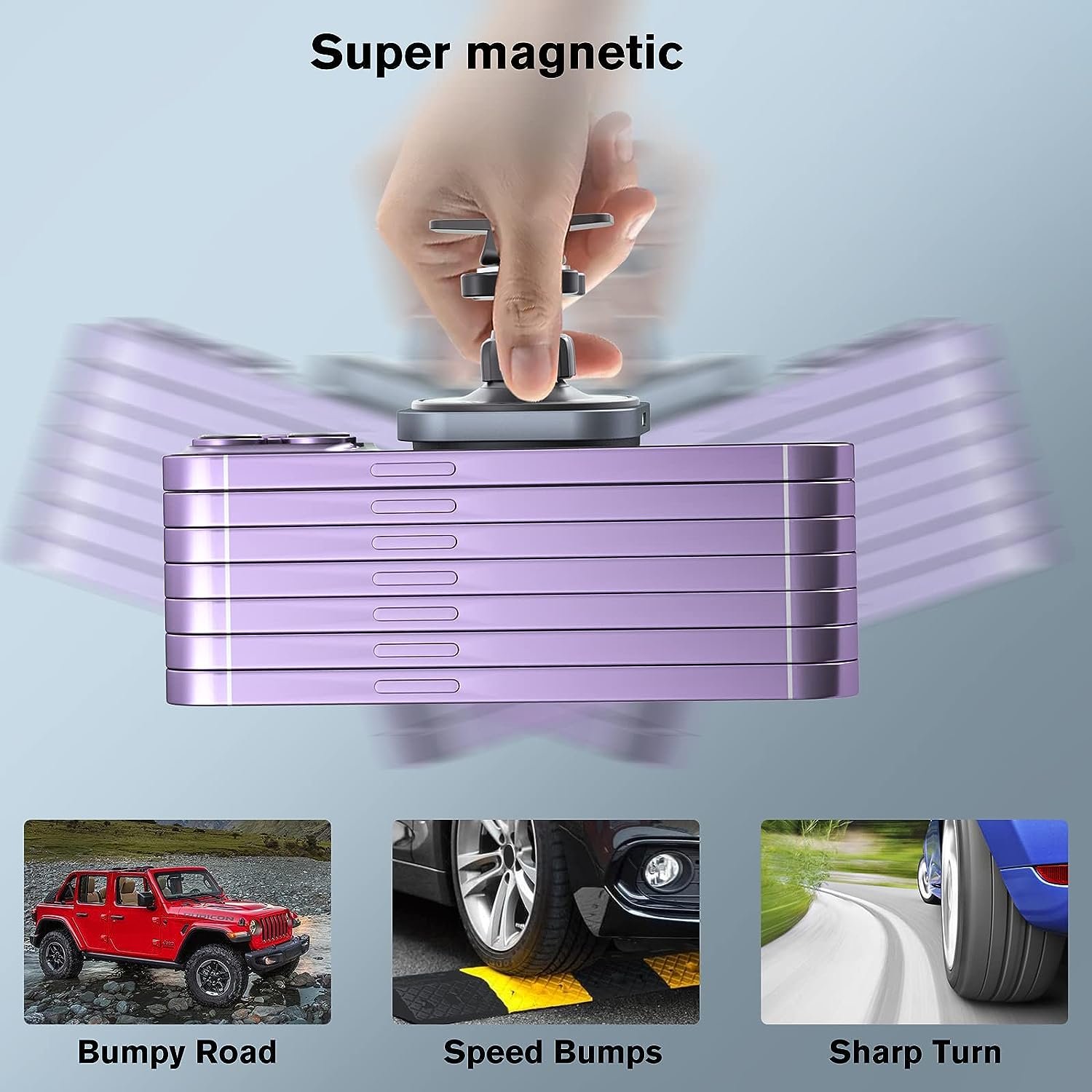 Magnetic Wireless Car Charger for Mags Car Mount Fast Charging Phone Holder Car Air Vent Mount with Stick on Dashboard