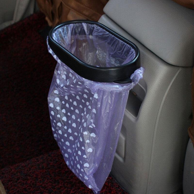 Plastic Durable Auto Car Trash Can Garbage Bag Holder Portable Rubbish Car Trash Can Cute Bag Rack Frame