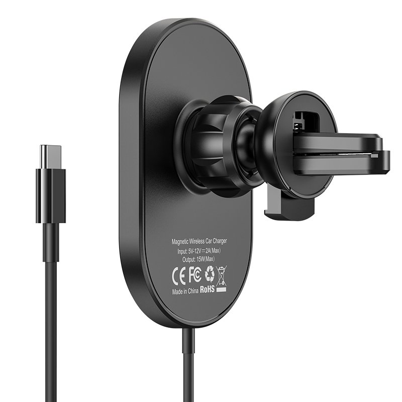HOCO CA90 15W Powerful Magnetic Wireless Fast Charging Car Charger Mobile Phone Holder