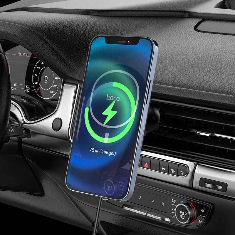 HOCO CA90 15W Powerful Magnetic Wireless Fast Charging Car Charger Mobile Phone Holder