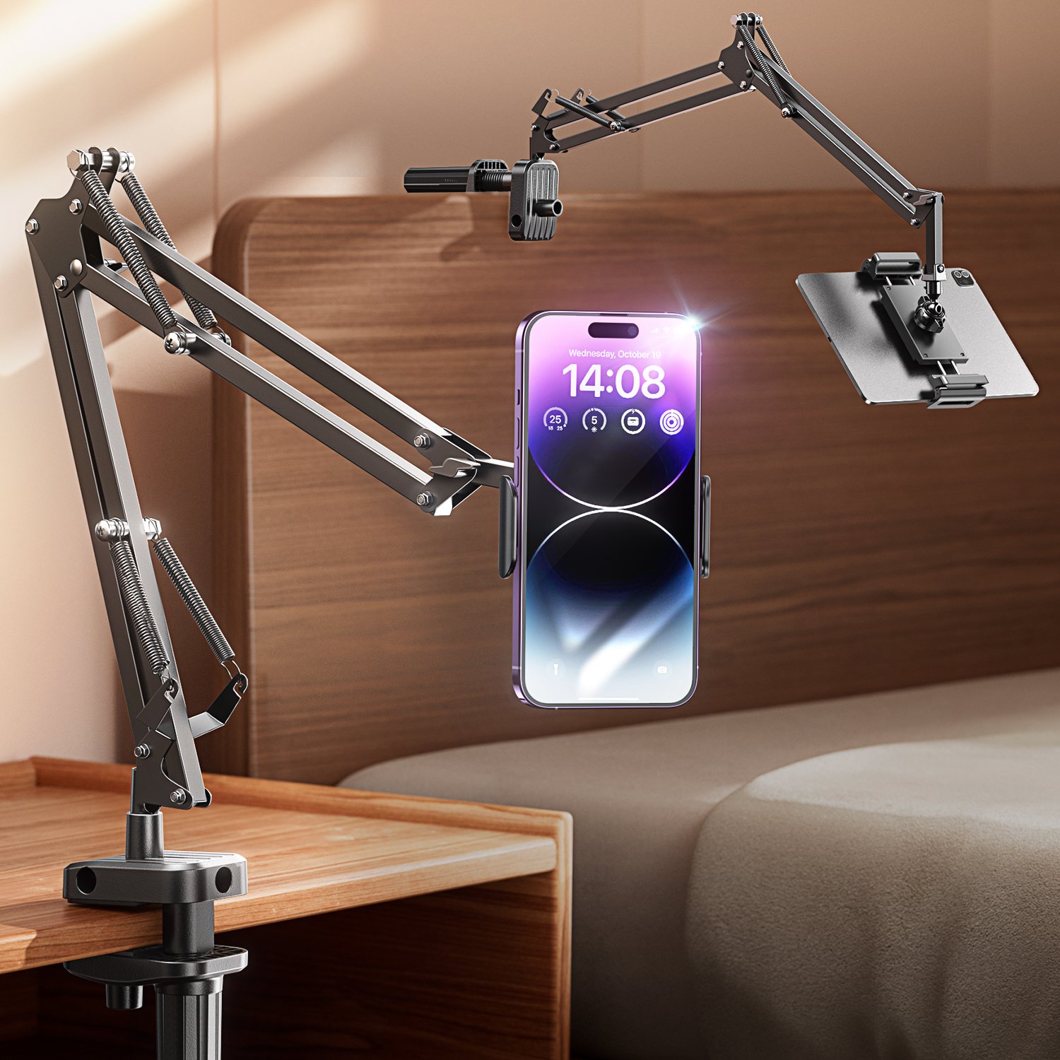 LISEN Tablet Holder Stand Lazy Long Arm Portable Adjustable Bracket Desk Table Mobile Phone Holder