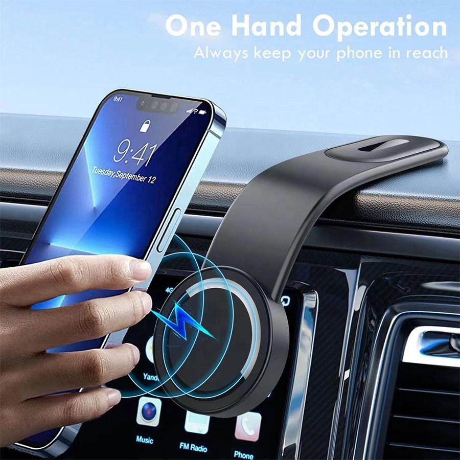 Car Interior Accessories Bendable Memory Metal 15W Wireless Charging Colorful Light Magnetic Phone Mount Holder Car Phone Stand