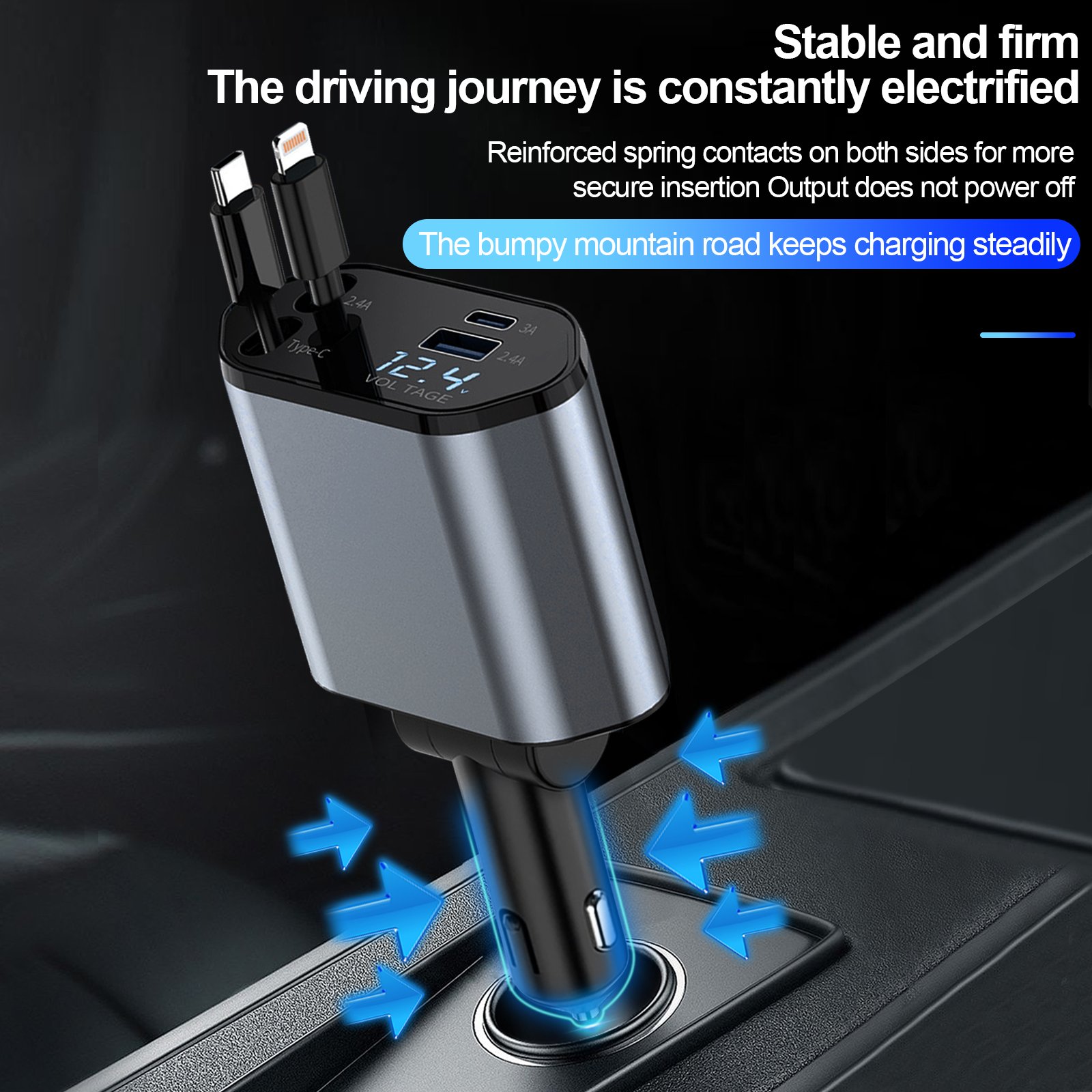 cross-border mecha A1 car charger super fast charging flash charging four in one telescopic cable point New Smoke Device