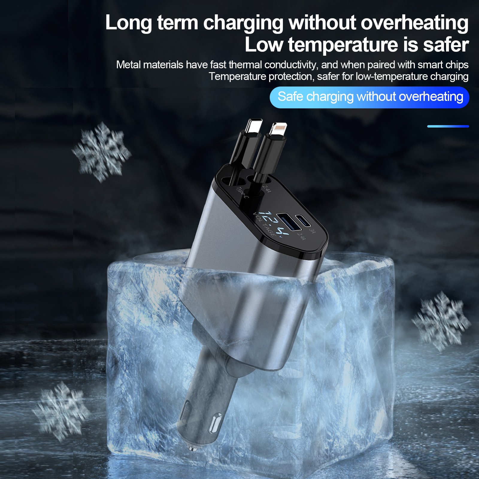 cross-border mecha A1 car charger super fast charging flash charging four in one telescopic cable point New Smoke Device