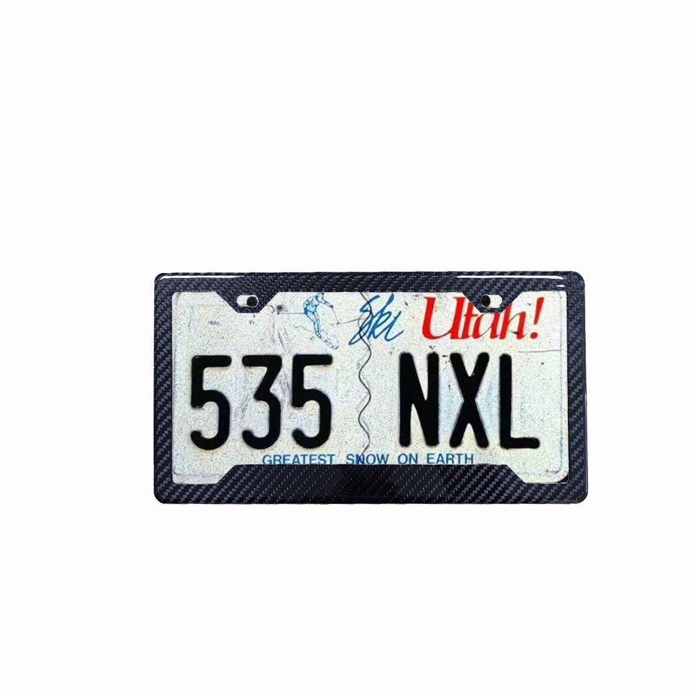 Hot Sale Low MOQ 1 Piece 100% Forged Carbon fiber car license plate frame holder with Two holes for model 004