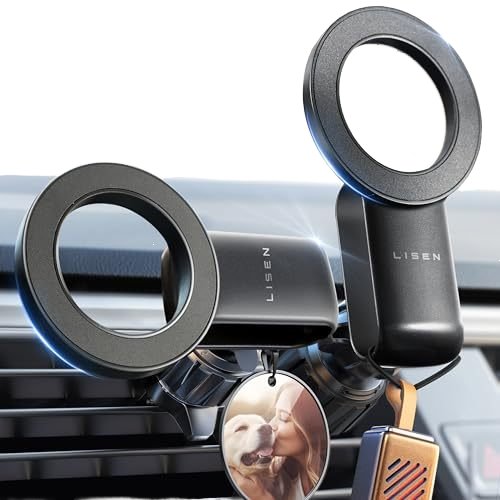 LISEN Stable Metal Hook Car Magnetic Mount 360 Rotation Adjustable N52 Strong Magnetic Phone Holder For Car Air Vent
