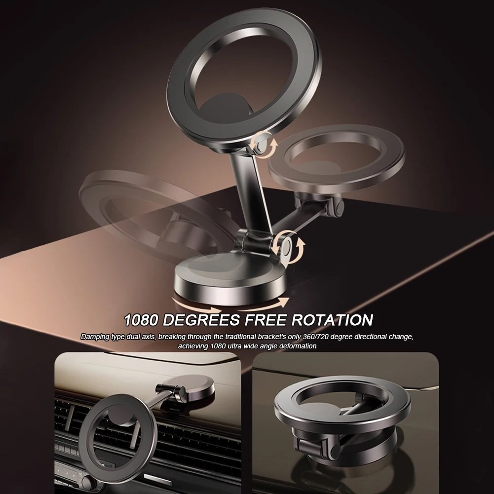 New Ultra Magnetic Cars Phone Holder Universal Rotatable Alloy Smartphone Stand Automotive Anti-Shake Car Navigating Holder