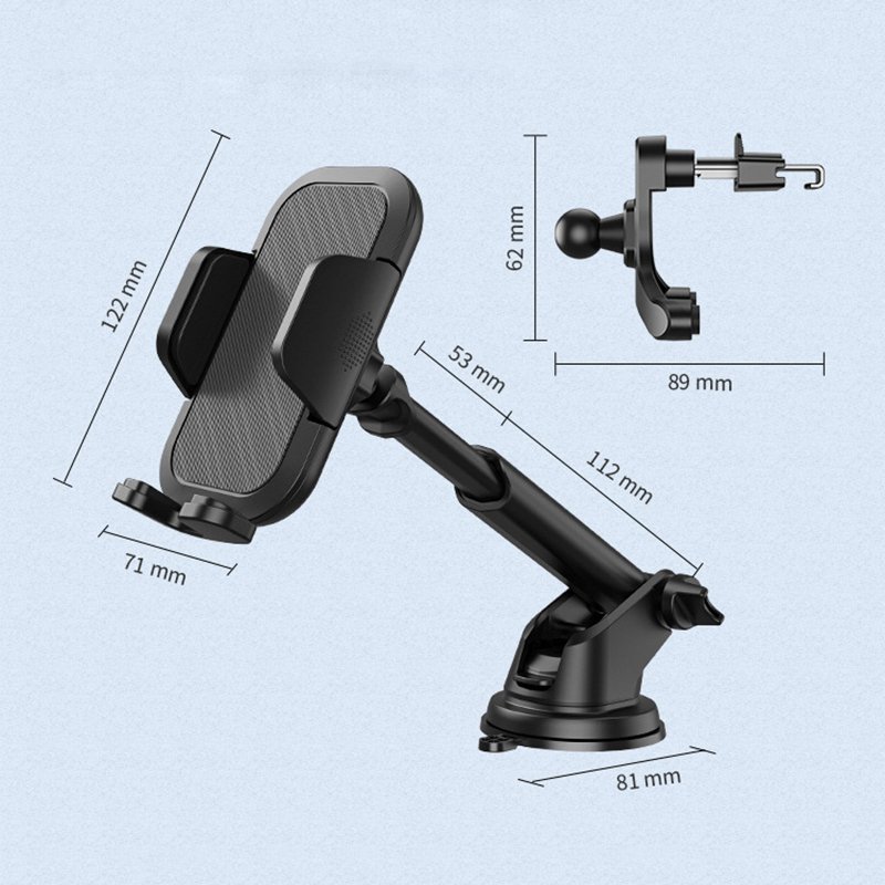 3in1 Car Mobile Phone Holder Mount 360 Degree Rotating Adjustable Long Arm Car Vent Dashboard Windshield Phone Holder Stand