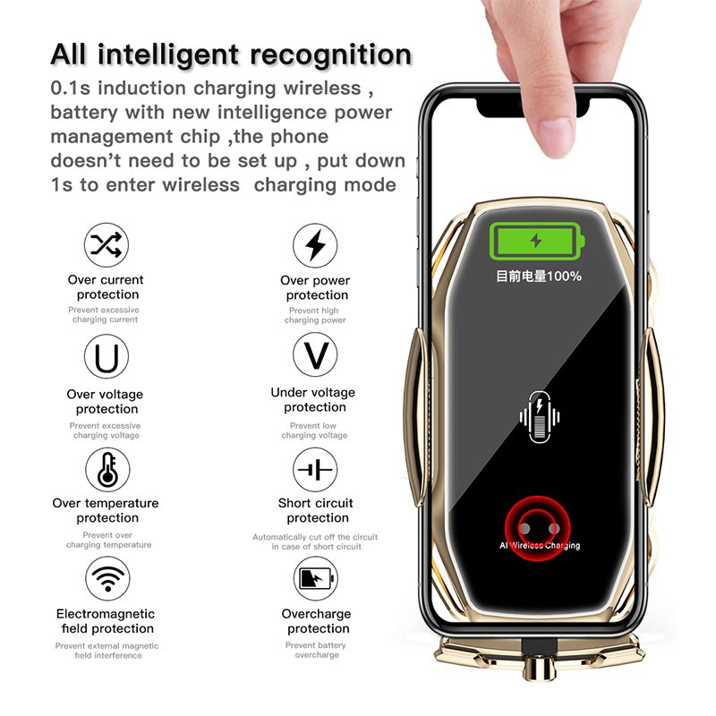 Original Quality A5S wireless Magnetic Universal Car Mount Phone Holder Charger for GPS