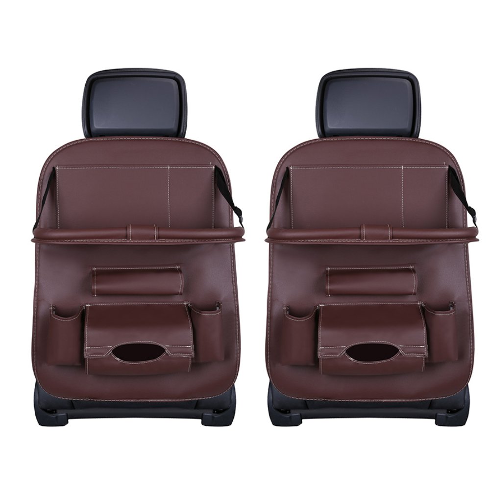 Multifunctional Umbrella Cup Holder Foldable Tray Dining Pad Computer Travel Table Leather Storage Bag Car Back Seat Organizer
