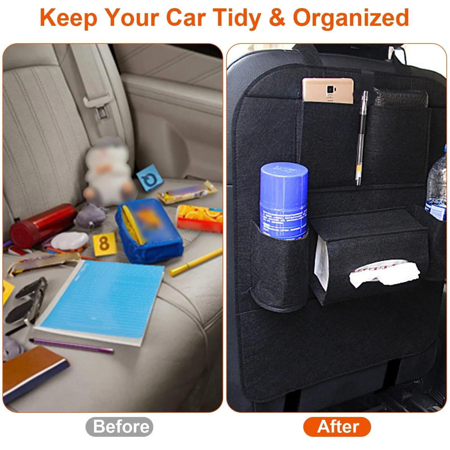 hand bag holder for felt back car seat storage organizer with cup hold bag