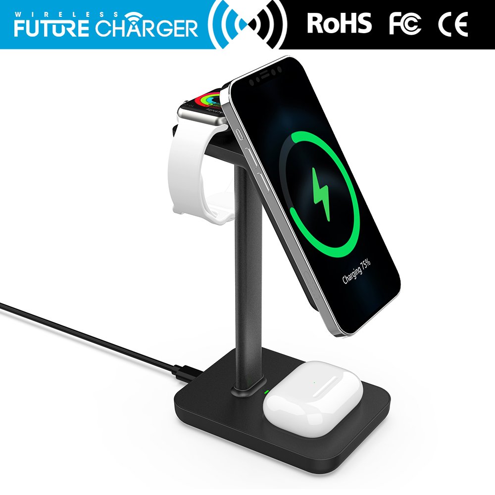 3 in 1 Magnetic Wireless Charger holder for iPhone 13/12 series&iWatchS7&Airpods 3&Airpods Pro