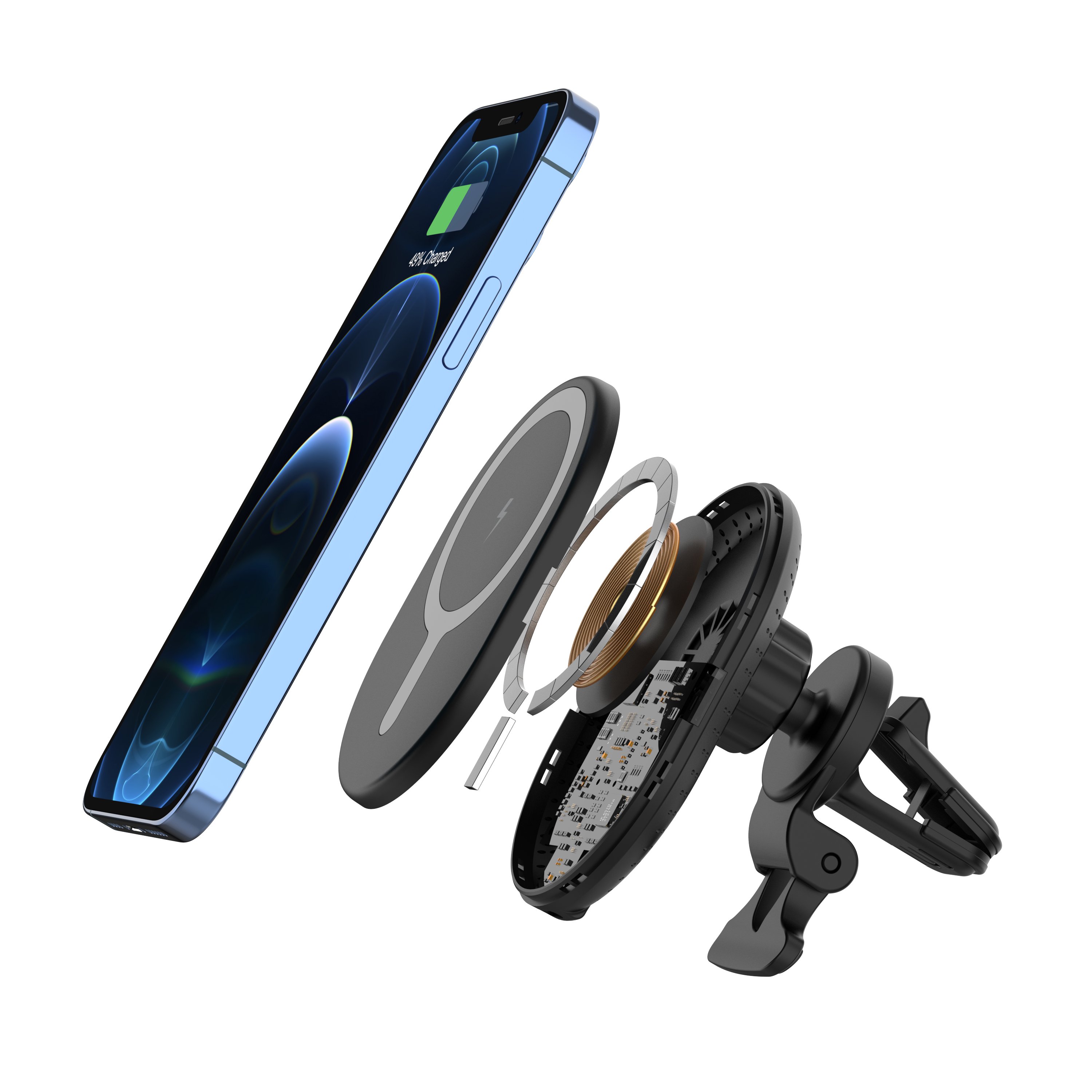 New Arrival 15W Air Vent Phone Holder Magnetic Car Wireless Charger