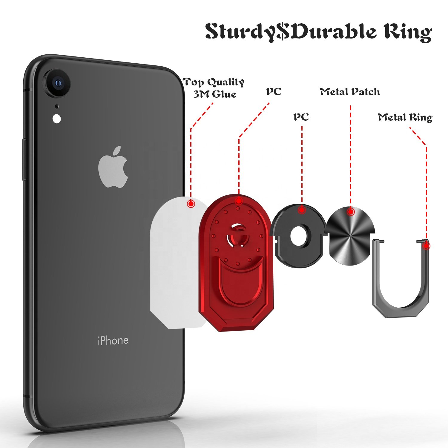 Smartphone Accessories Metal Phone Kickstand Magnetic Car Mount Ring Holder Finger Stand for Cell Phone
