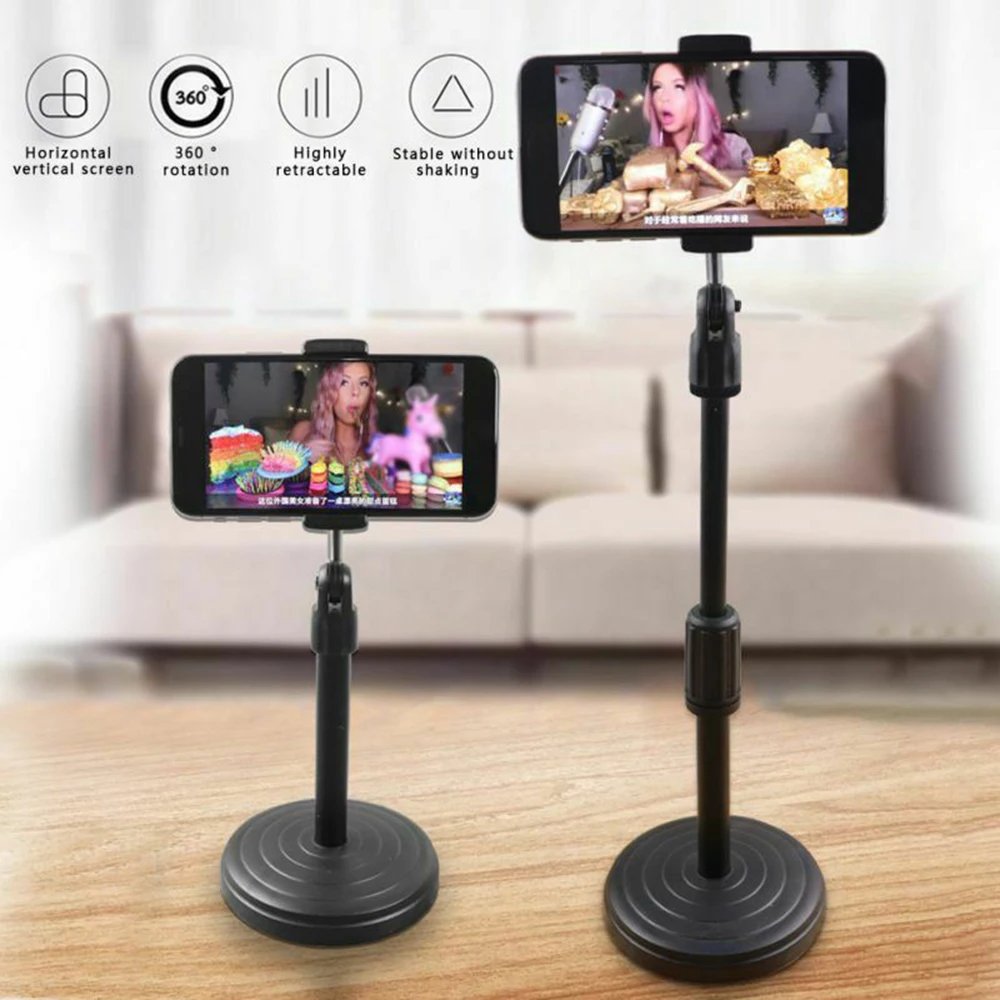 Desktop Phone Holder Tablet Stand For Ipad Phones Universal Bracket Telescopic Adjustable Height Angle Metal Live Support
