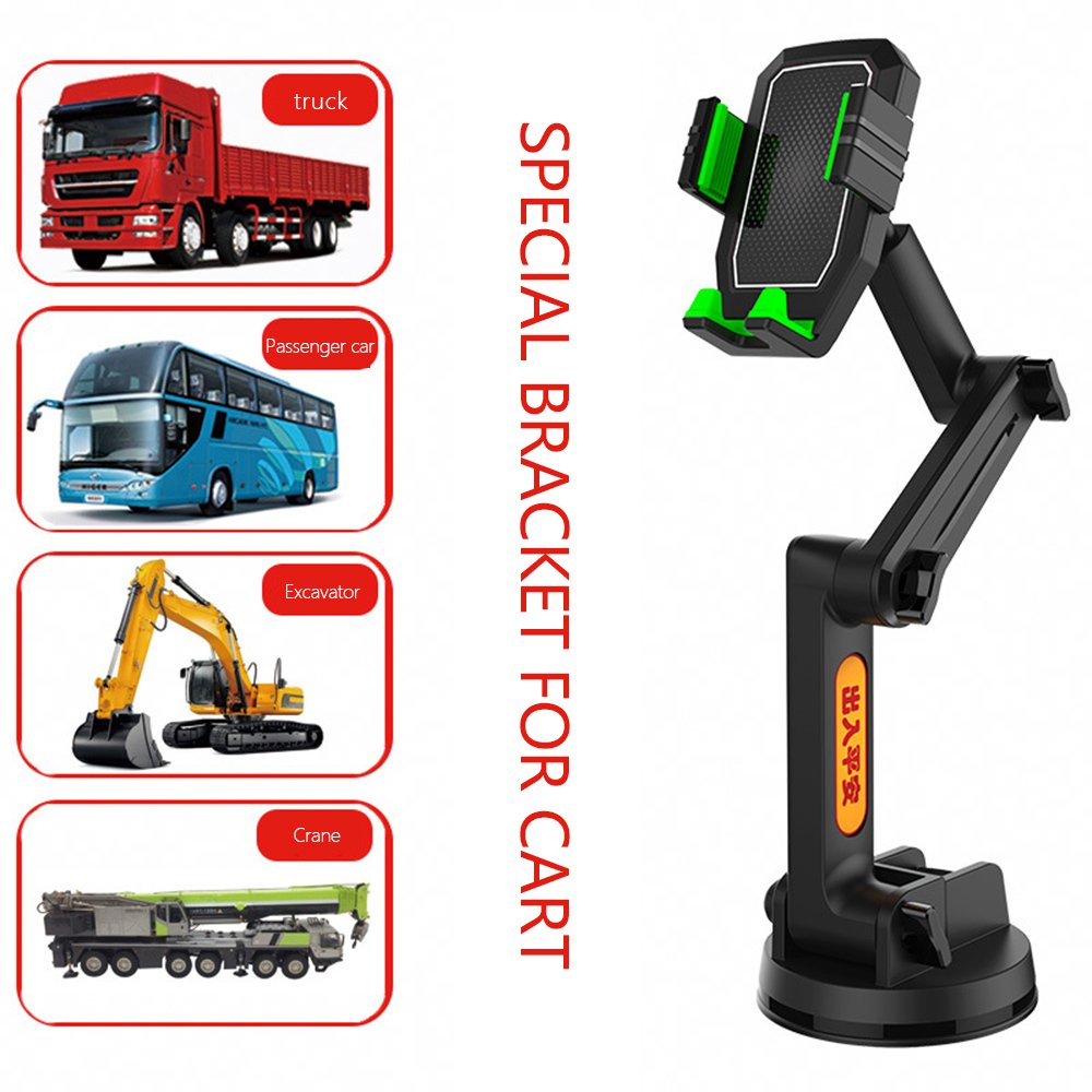 Shockproof Stable Bracket Cell Phone Pad Mount Excavator Windshield Long Large Suction Off-road Car Truck Mobile Phone Holder