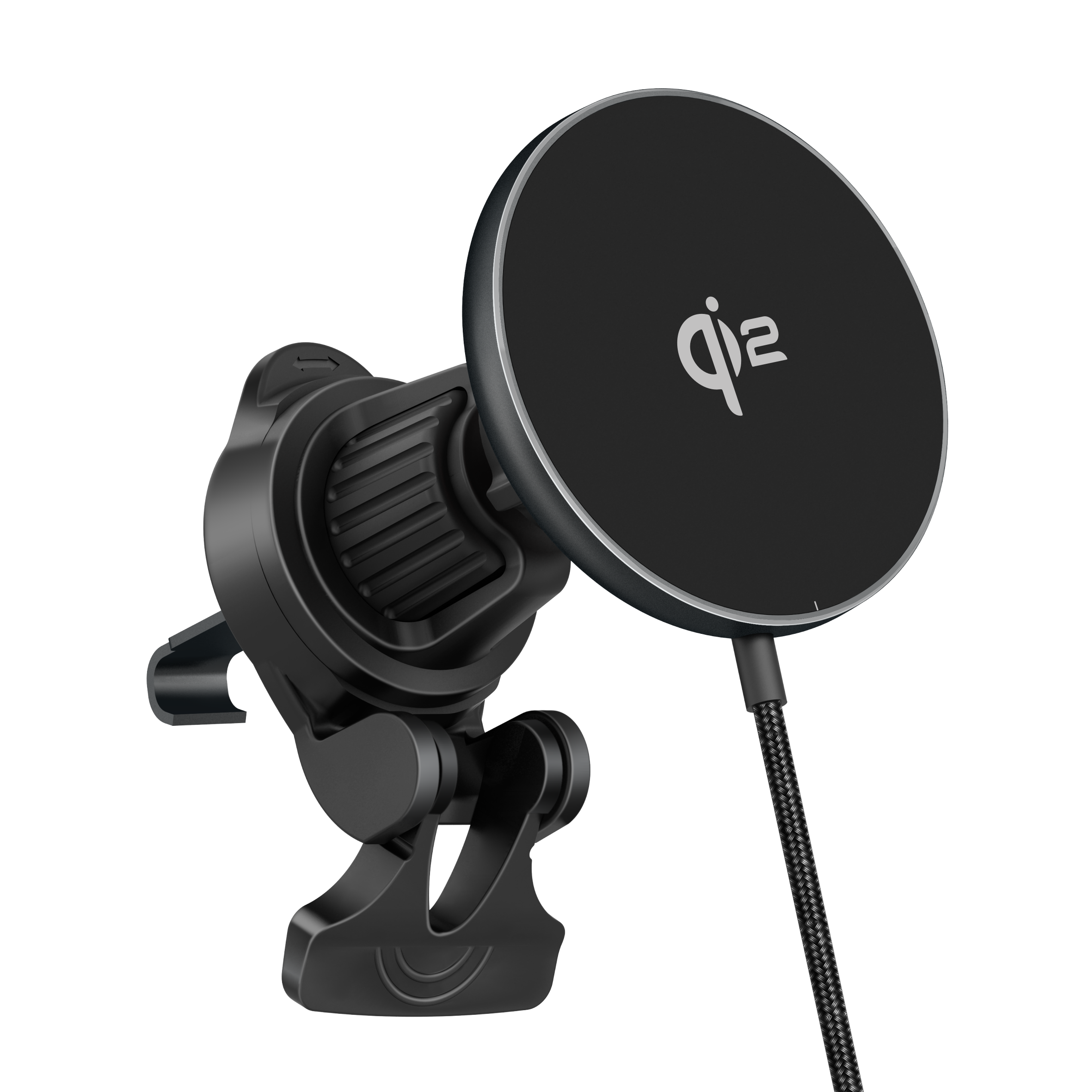 Q2 CE ROHS FCC certified USB C FAST Wireless Charger Aluminum Alloy 15W Magnetic Wireless Car Charger Holder Mount