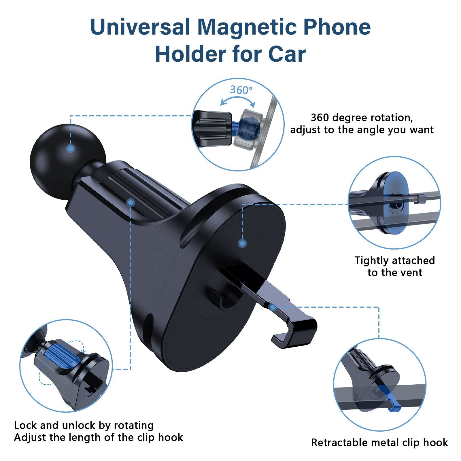 Factory Direct Price Magnetic Car Phone Holder 360 Rotation Phone Car Mount Strong Magnet Mobile Car Mount for iPhone 15 14 13