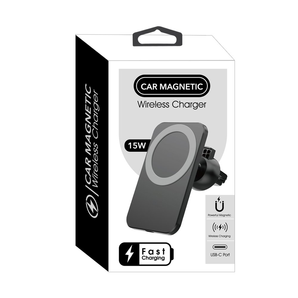 OEM Logo Magnetic Suction Car Wireless Charger 15W With Air Outlet Bracket Wireless Charger Car Holder