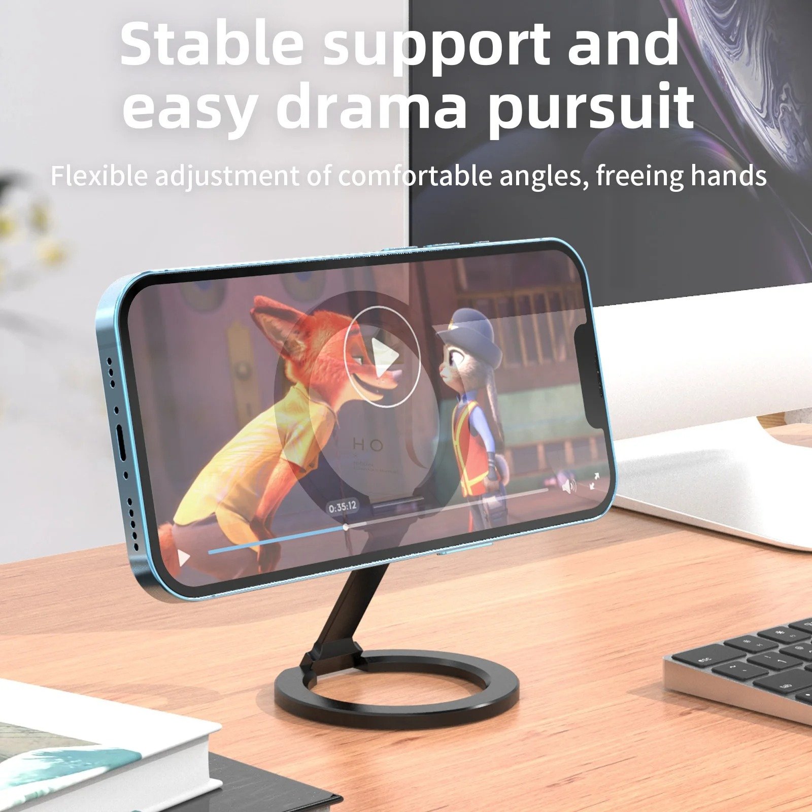 2024 Foldable Double-Sided Magnetic Phone Holder Kickstand Magnet Grip for iPhone 16 15 14 Magnetic Phone Ring Holder