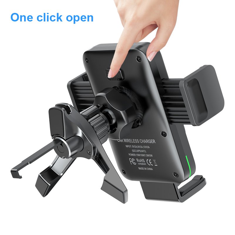 Hot Sale Products 2024 Manual Clamp 15w Qi Fast Charging Car Holder Wireless Charger