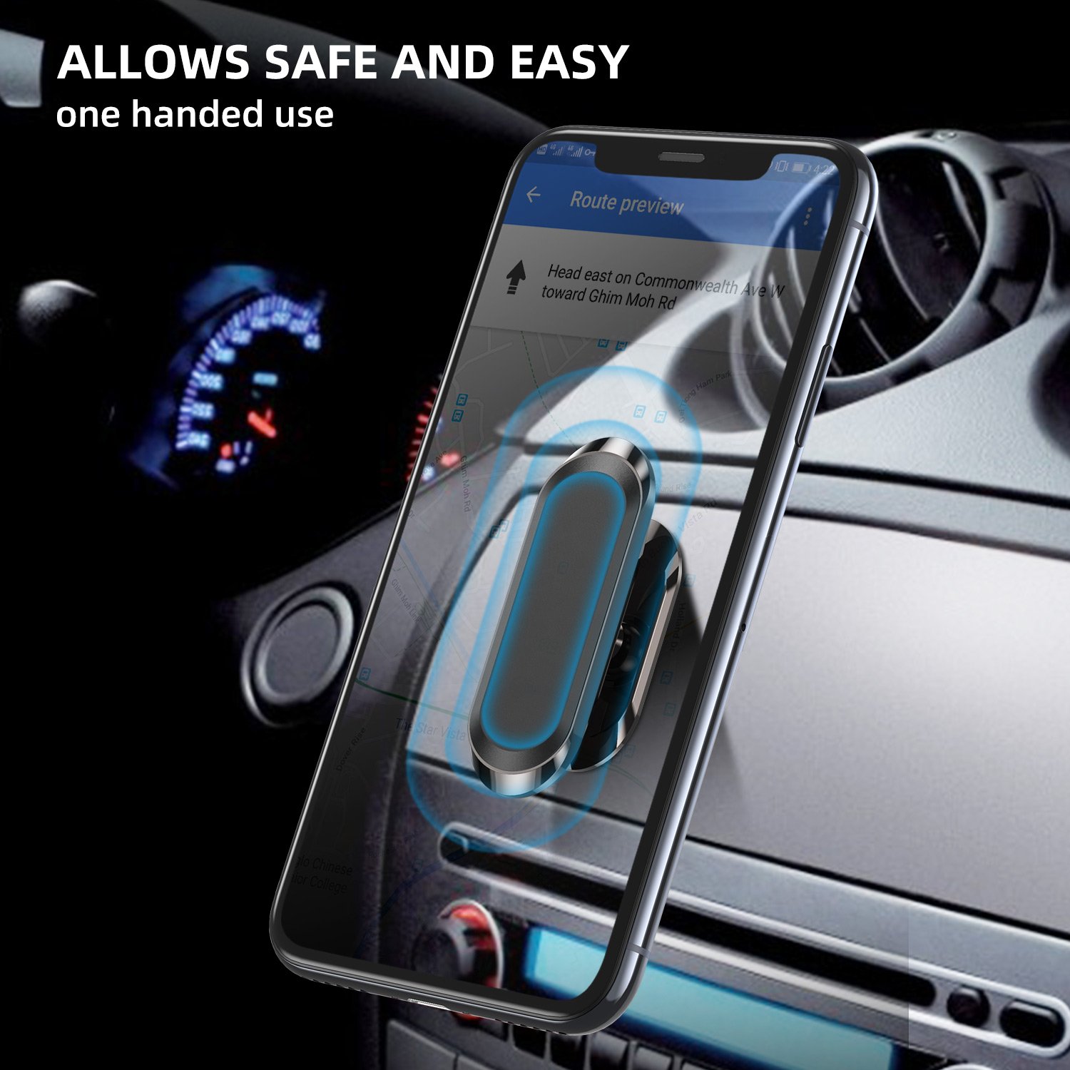 USLION Super Strong Magnetic 360 Rotating Car Phone Holder Magnet GPS Car Stand Mount