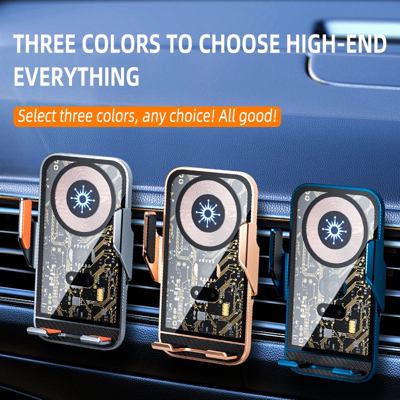 Latest Car Wireless Charger Phone Holder 15W Type C Rose Gold 15W Automatically Open Transparent New Technology Charger Stand
