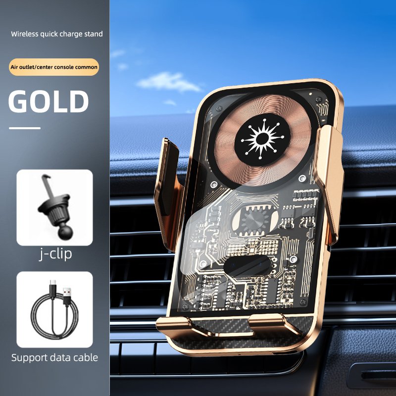 Latest Car Wireless Charger Phone Holder 15W Type C Rose Gold 15W Automatically Open Transparent New Technology Charger Stand