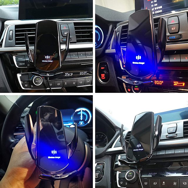 Wireless car charger mount 10W Fast Charge Auto Clamping Smart Sensor wireless charger car phone holder