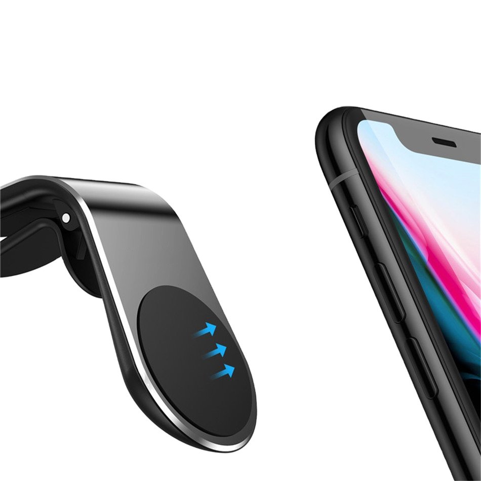Portable L-Shape Air Vent Magnetic Phone & Tablet Holder 360 Degree Car Mount for Mobile Devices