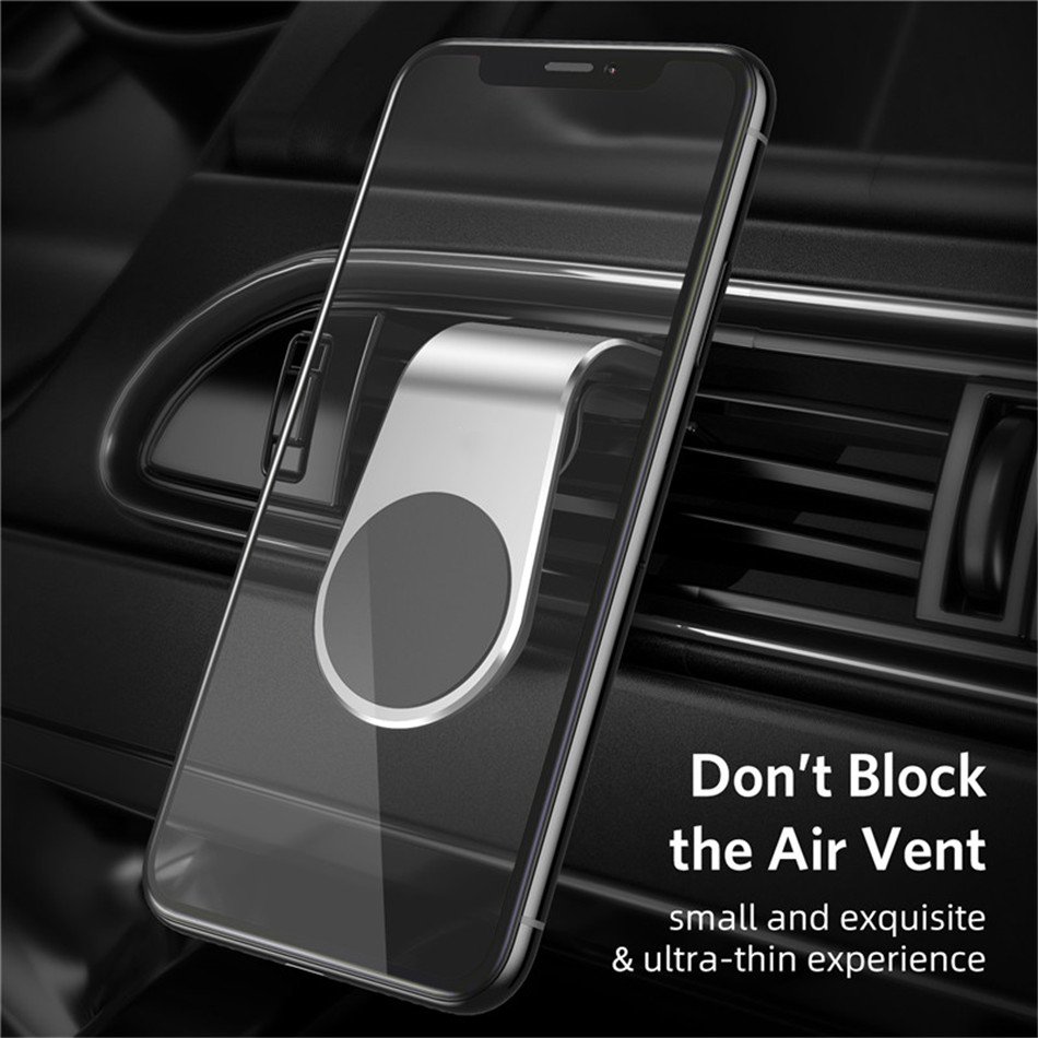 Portable L-Shape Air Vent Magnetic Phone & Tablet Holder 360 Degree Car Mount for Mobile Devices