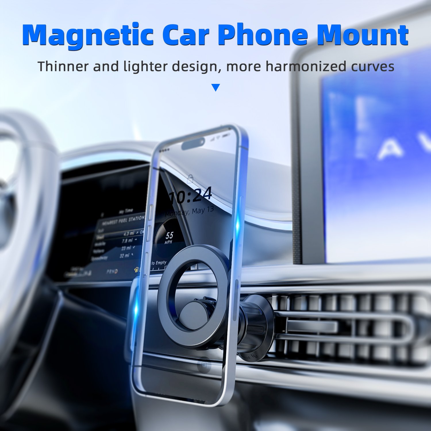 Honyjor 360 degree Rotation Magnetic Phone Holder for Car, Car Holder Mount Dash Phone Mount Car Fit for most SmartPhone