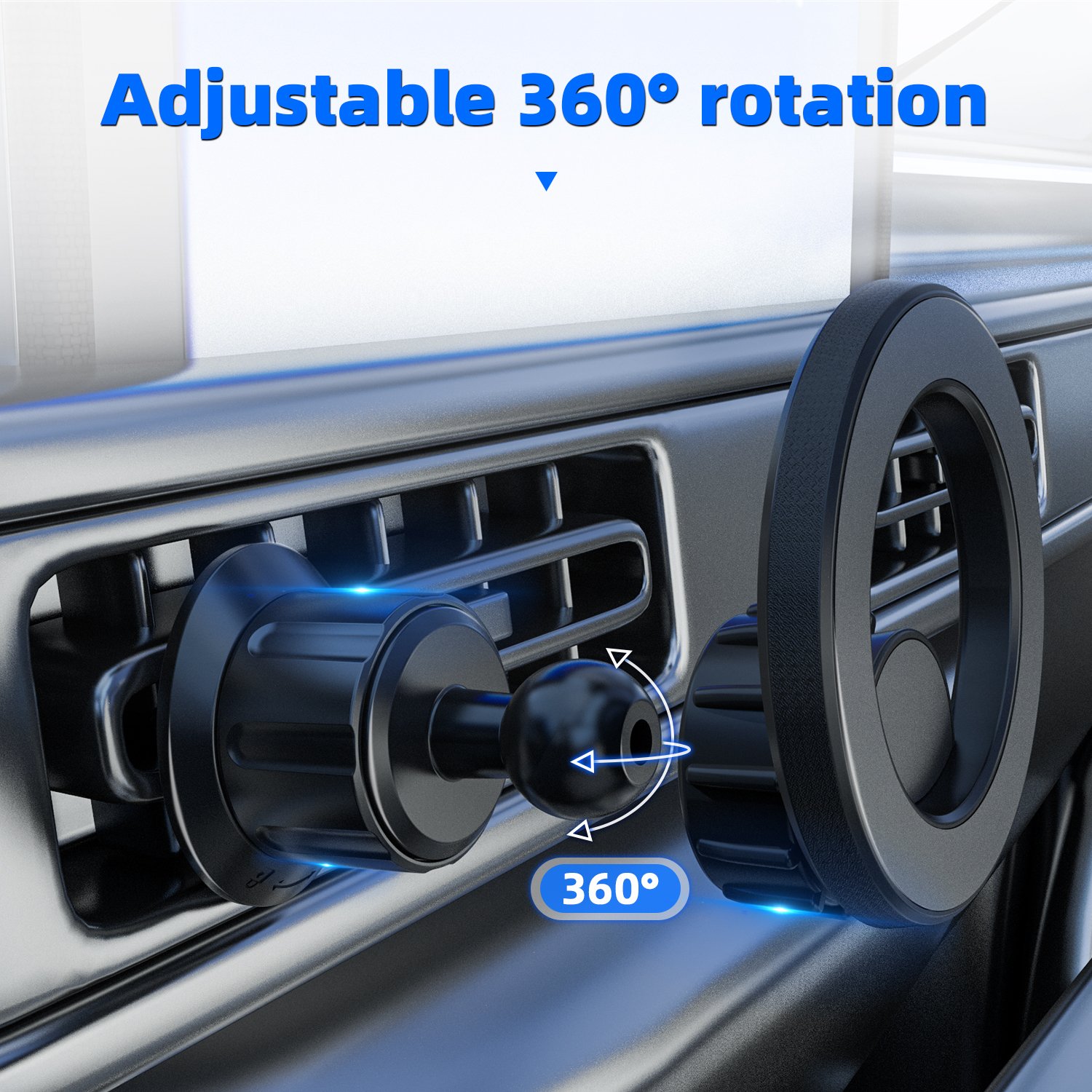 Honyjor 360 degree Rotation Magnetic Phone Holder for Car, Car Holder Mount Dash Phone Mount Car Fit for most SmartPhone