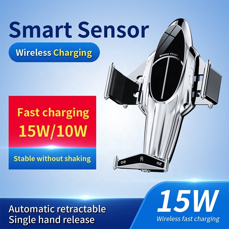 Newly Holder Phone Plane Design Multifunctional R1 R3 Fast Charging Automatic Sensor Car Mount 15W Magnetic Wireless Car Charger