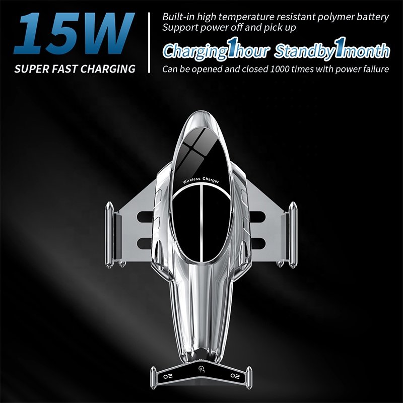 Newly Holder Phone Plane Design Multifunctional R1 R3 Fast Charging Automatic Sensor Car Mount 15W Magnetic Wireless Car Charger