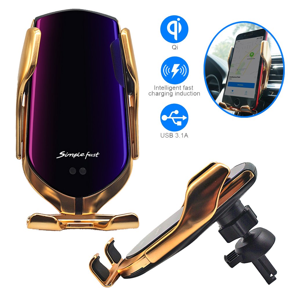 Top Quality 10w R2 Fast Charging Infrared Smart Sensor automatic clamping wireless phone car holder charger mount for ev