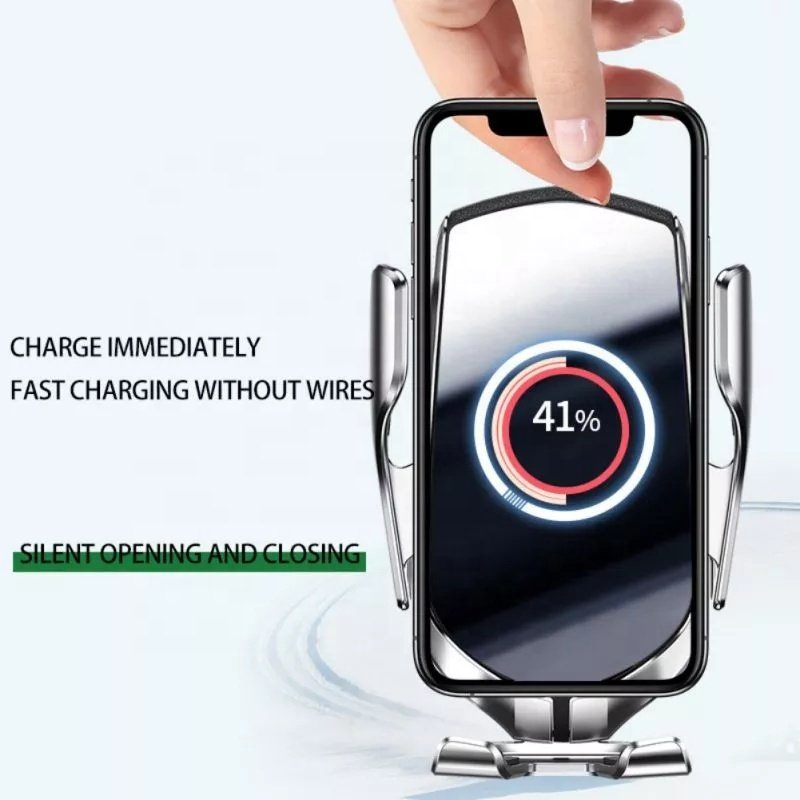 New R1 Fast Charging 10W Automatic Clamping smart sensor mobile Phone Air Mount Car Wireless Charger Holder stand For iPhone