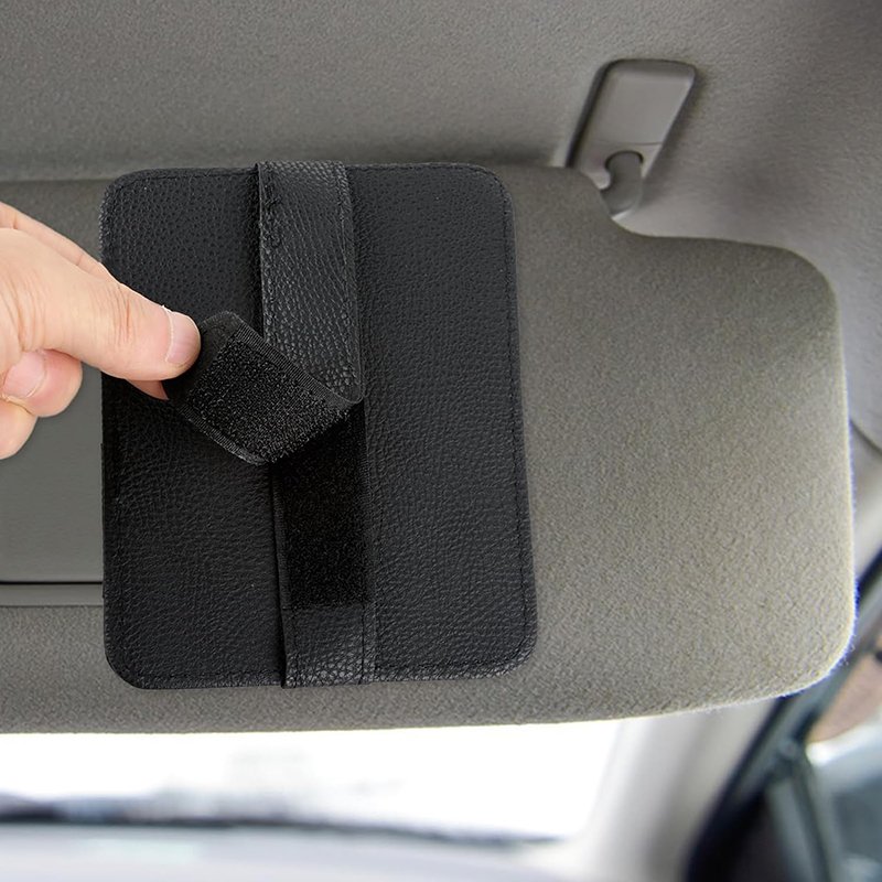 Car Sun Visor Organizer Multi Pockets Pu Leather Car Interior Sunshade Clip Organizer Storage Bag