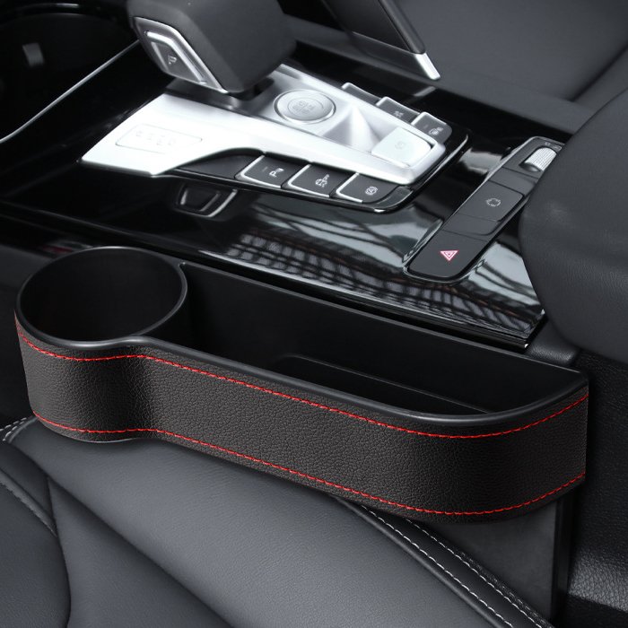2024 New Design Pu Leather Car Universal Car Cup Holder Pu Leather Seat Gap Filler Car Organizers