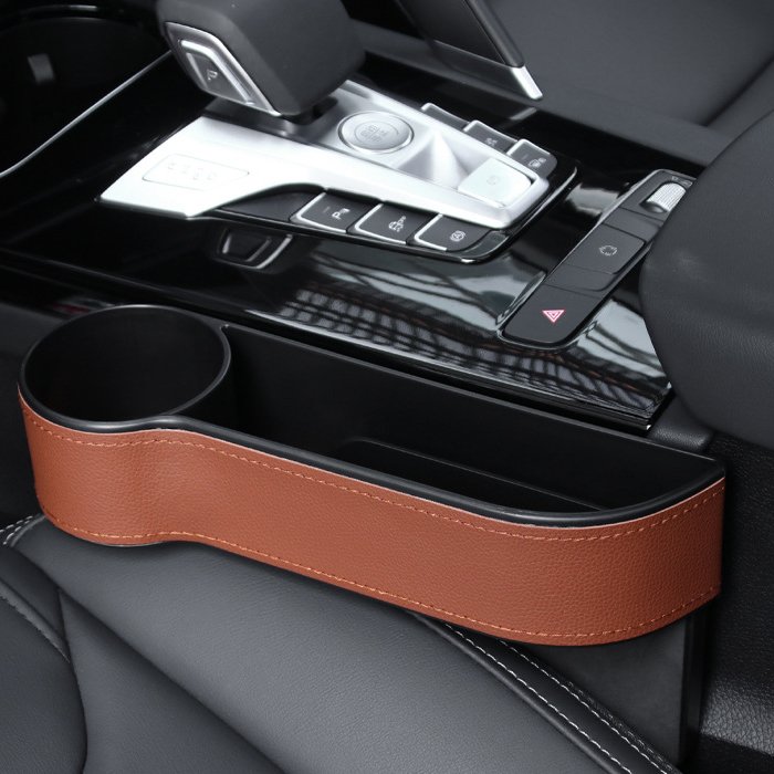 2024 New Design Pu Leather Car Universal Car Cup Holder Pu Leather Seat Gap Filler Car Organizers